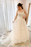Sexy Lace Appliques Tulle A Line Bridal Wedding Dress