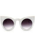 White Round Lens Cat Eye Sunglasses
