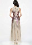 Gold Elegant Jewel Neckline A-line Evening Dress