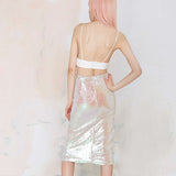 Sweet Retro Dazzle Pink Sequined Skirt