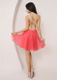 Watermelon One Shoulder Homecoming Dress