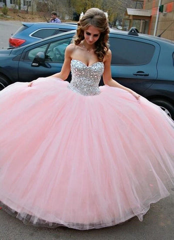 Sweetheart Crystals Strapless Ball Gown Quinceanera Dress