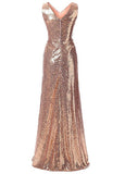 Shining Sequin Lace V-Neck A-Line Evening Dresses