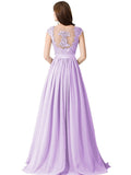 A-line Lace Chiffon Long Prom Evening Dresses