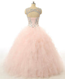 Scoop Neck Crystal Women's Prom Ball Gown Quinceanera Dresses