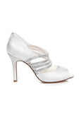 Chic Satin Upper Peep Toe Stiletto Heels Bridal Shoes With Rhinestones