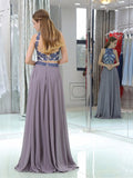 Gary Beading High Neck Two Piece Prom Dress