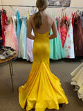 Yellow Strapless Trumpet Mermaid Sexy Prom Dress