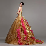 Gold Ball Gown Pageant Quinceanera Dress