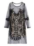 Black Mesh See-Through Lace Dress