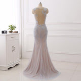 Elegance Scoop Appliques  Mermaid Lavender Prom Dress