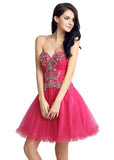 Pretty Tulle Sweetheart Neckline Short Length A-Line Homecoming Dresses With Beadings