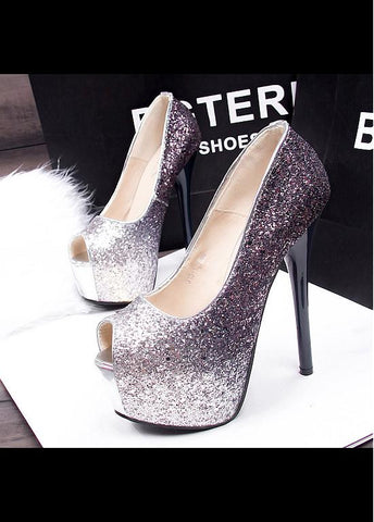 Custom Made Glitter High Heels. Black Glitter Heels. Closed Toe Heels.  Short Heels. Tall Heels - Etsy