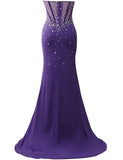 Corset Style Bodice Strapless Crystals Evening Dress