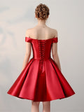 Red & Black Embroidery Short Homecoming Dress