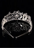 Sparkling Silver-plated Alloy Tiara With Rhinestones & Pearls