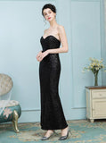 Black Sweetheart Ankle Length Sequined Prom Dress