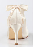 Chic Satin Upper Closed Toe Stiletto Heels Bridal Shoes