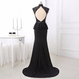 Black Lace High Neck Sheath Column Prom Dress
