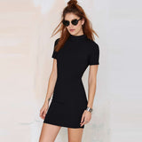Black Backless Short Sleeve Dress