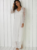 White See-Through Lace Dress With Sleeves