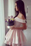 Pink Tiered Short Homecoming Dress With Pleats