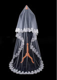 Gorgeous Tulle & Lace One Layer White Long Wedding Bridal Veil