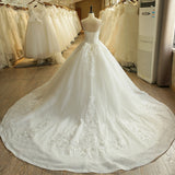 Princess Strapless Applique Lace Wedding Dress 