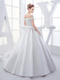 Sequins Matte Satin Ball Gown Wedding Dress