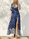 Bohemian Printed Belted Maxi Dress