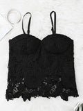 Black Cropped Lace Tank Top