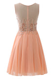 Fabulous Chiffon Scoop Neckline Knee-length A-line Homecoming Dresses With Beaded Lace Appliques