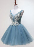 Tulle V-neck Short Ball Gown Homecoming Dress With Beadings