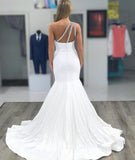 Crystal Mermaid Satin One Shoulder Beading Wedding Dress