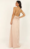 Backless A-Line Pink Sequins V-neck Chiffon Prom Dress With Side Split