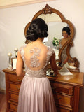 V-Neck Silver Lace Sequins Beads Cap Sleeves Bridesmaid Dress