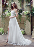 Fashionable Chiffon Sweetheart Neckline A-Line Wedding Dresses With Rhinestones