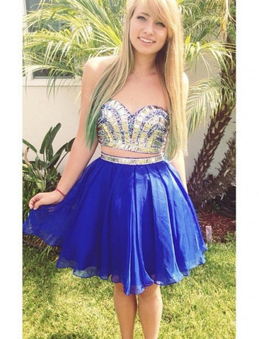 Sweetheart Blue Two Piece Homecoming Dress