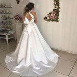 Backless Sleeveless Sexy White Deep V-neck Wedding Dress
