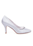 Elegant Satin Upper Pointed Toe Stiletto Heels Wedding Shoes With Beads