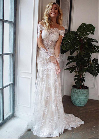 Tulle Off-the-shoulder Detachable Skirt 2 In 1 Wedding Dresses With Lace Appliques Custom Made / Champagne Tulle Off-the-shoulder Detachable Skirt 2 In 1 Wedding Dresses With Lace Appliques Custom Made / Champagne