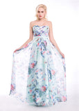 Attractive Floral Chiffon Sweetheart Neckline A-Line Prom Dresses