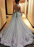 Fabulous Tulle High Collar Ball Gown Evening Dresses