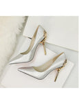 Chic Suede Upper Pointed Toe Stiletto Heel Wedding Shoes With Pattern