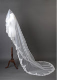 Beautiful Ivory Tulle Cathedral Wedding Veil With Lace Appliques