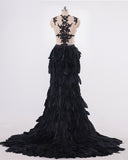 Feather Ruffles Organza Mermaid Prom Dress