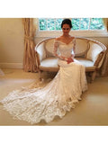 Off the Shoulder Long Sleeves Lace Wedding Dress