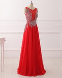 Red Illusion Long Prom Dress