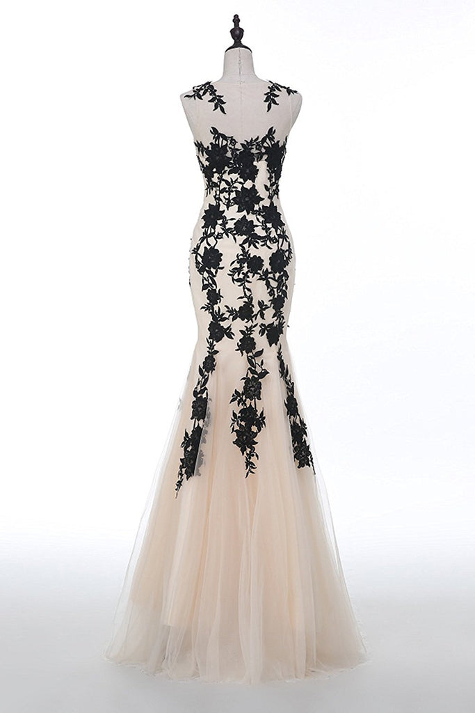 Champagne Strapless Mermaid Appliques Long Evening Dresses Birthday Outfits, DP5196 main image 0