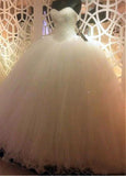 Luxury Tulle Sweetheart Beading Ball Gown Wedding Dress